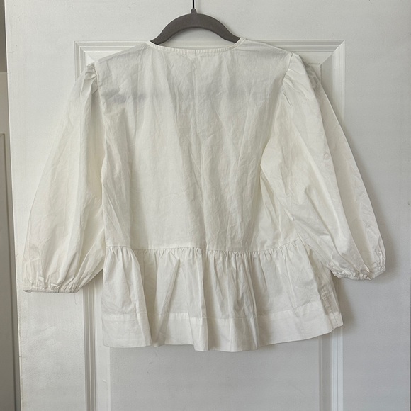 NWOT White Tie Front Blouse - Picture 5 of 5